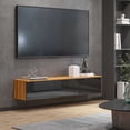 thumbnail image 2 of HOMCOM Meuble Télé Mural avec Rangement, Console Multimédia Flottante, Brun, 2 of 10