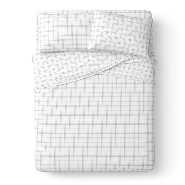 Mainstays Kids 220TC Cotton Plaid Queen, 4 Piece Sheet set