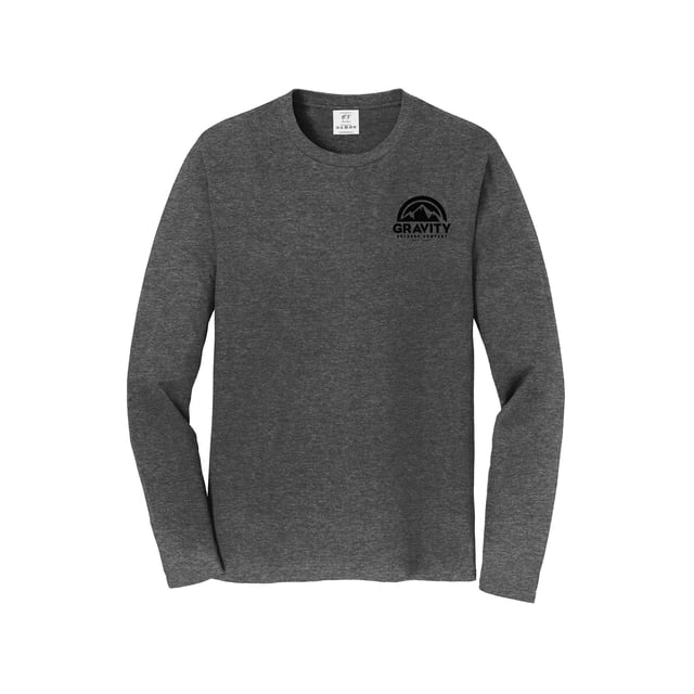 Gravity Outdoor Co. Chandail à Manches Longues - Gris Chiné Foncé - Logo Noir - TG