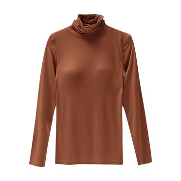 WRKEKC Chandails à Manches Longues pour Femmes Col Roulé Coton avec Coussinets Intégrés Couleur Unie Haut à Manches Longues pour Femmes Décontracté Confortable Chandail de Soutien