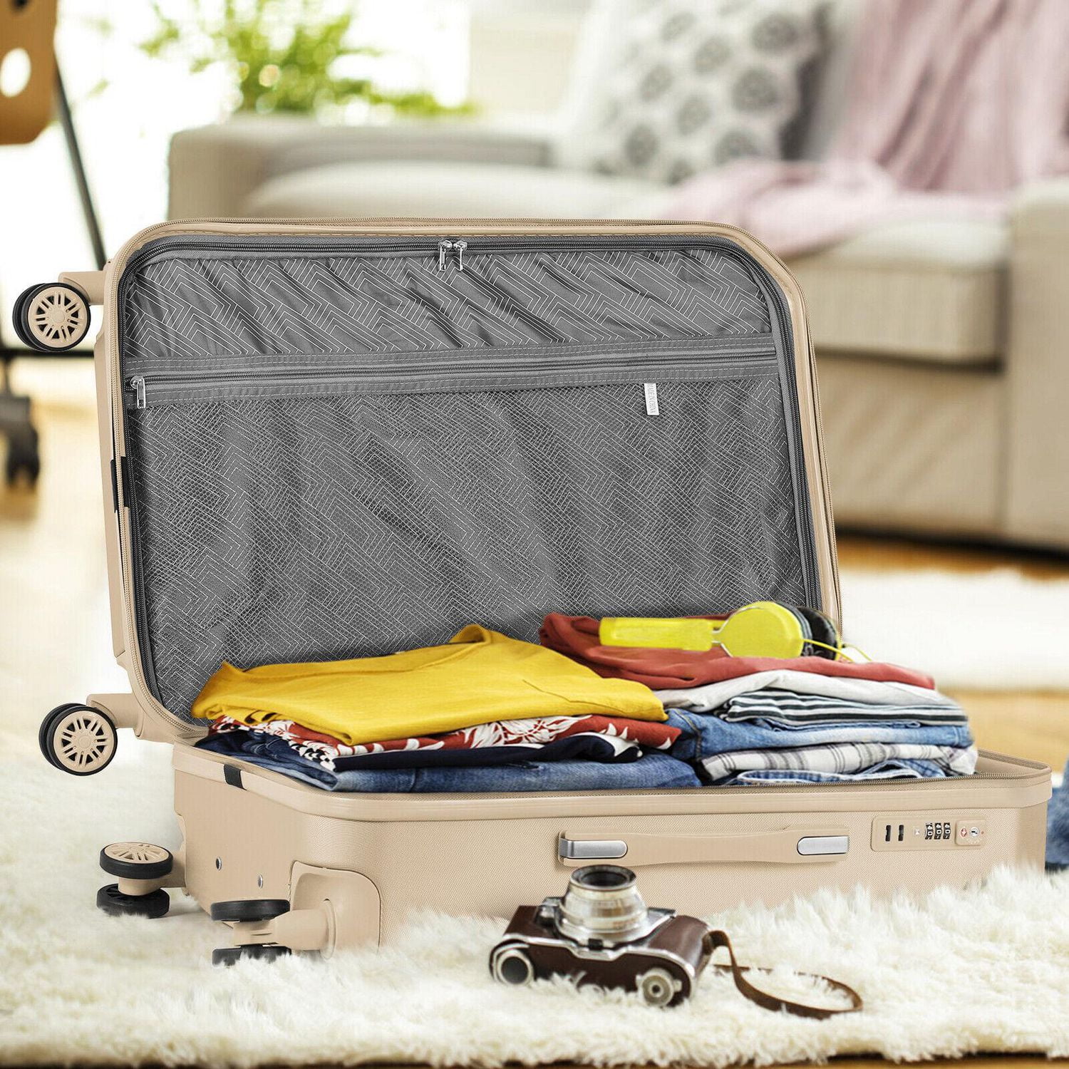 HIKOLAYAE Valise verticale avec roulette à 8 roues, 5 pièces - Conforme à la TSA