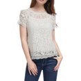 thumbnail image 4 of INSPIRE CHIC Haut en Dentelle Florale Semi-Transparente à Bord Festonné pour Femme, 4 of 7