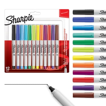 Marqueurs permanents Sharpie, pointe ultrafine, couleurs assorties, 12 unités