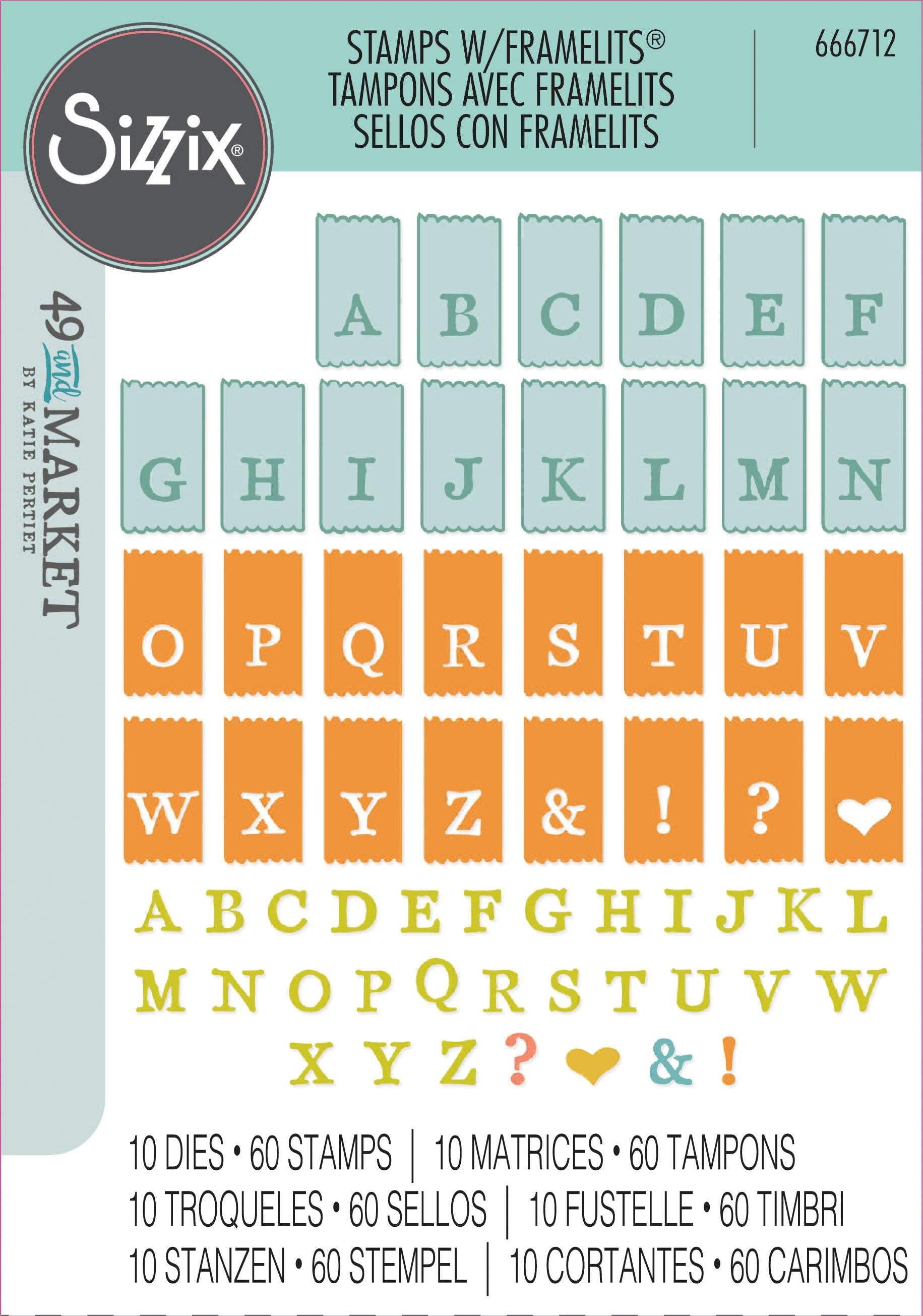 Sizzix A5 Clear Stamps With Framelits Die By 49 And Market-Tab Stamp ...
