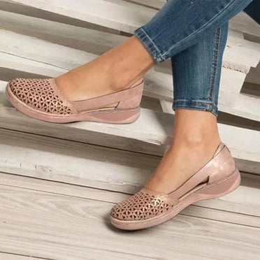 Pisexur Sandals for Women, Solid Color Loophole Flats Shoes, Summer Fashion Casual Sandals, One-Step Sandals and Slippers Women Shoes