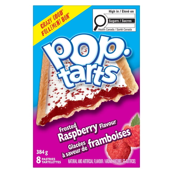 Tartelettes pour grille-pain Kellogg's pop-tarts Glacées aux framboises, 384 g - 8 tartelettes