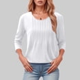thumbnail image 1 of Huaizzzy Haut à Manches Longues pour Femme, Mode Décontractée, Plissé, Col Rond Bas, Hauts Athlétiques à Manches Courtes pour Femmes, Grands T-Shirts pour Femmes, T-Shirts Unis pour Femmes, Haut d'Entraînement pour Femme, Chemises à Manches Longues pour Femmes, 1 of 3