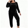 thumbnail image 4 of Ounisa Women Plus Size Pajama Set, Long Sleeve Button-Down Soft Comfy Two-Piece Sleepwear Lounge Set, 4 of 5