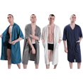 thumbnail image 4 of PENGXAING Women‘s Zipper Front Housecoat Short Sleeve Robe Lightweight Bathrobes with Pocket, 4 of 5