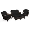 thumbnail image 2 of Costway 5PCS Patio Rattan Furniture Set Loveseat Sofa Ottoman W/Black Cushion, 2 of 10