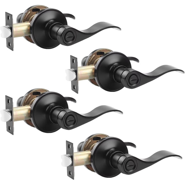 Privacy Door Handles Door Levers Privacy Door Lock Satin Nickel Stainless Steel Door Handles Indoor with Lock Keyless Door Knobs for Interior Bed/Bathroom Doors