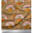 thumbnail image 1 of Soimoi Modal Satin Fabric Tree,Floral & Deer Animal Printed Craft Fabric by The Yard 42 Inch Wide, 1 of 3