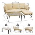 thumbnail image 2 of Gymax 3PCS Patio Wicker Furniture Set L-Shaped Sofa Conversation Set w/ Beige Cushions, 2 of 7