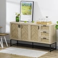 thumbnail image 2 of HOMCOM Sideboard Buffet Cabinet with Drawers and Adjustable Shelves, Oak, 2 of 10