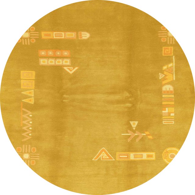 Ahgly Company Indoor Round Abstract Orange Abstract Area Rugs, 3' Round