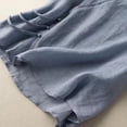 thumbnail image 4 of Meichang Hauts en Coton et Lin pour Femmes Décontractés d'Été à Manches Courtes à Col Rond T-Shirts Rétro Coupe Ample T-Shirts Unis Fluides Blouses Courtes de Vacances Bleu G, 4 of 4