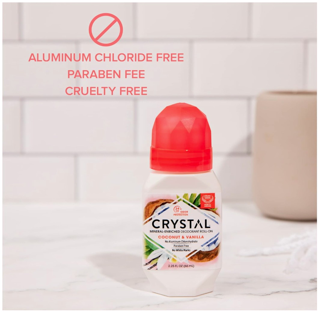 Crystal Body Roll-On Deodorant - Coconut & Vanilla - 66ml