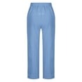 thumbnail image 5 of Yuyuzo Womens Cotton Linen Pants Drawstring High Waisted Lounge Pants Straight Leg Cropped Trousers, 5 of 5