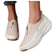 thumbnail image 1 of Chaussures Orthopédiques à Semelle Compensée pour Femmes 2025 en Cuir à Fermeture Éclair pour Soins Infirmiers, Espadrilles Basses Mode Automne, 1 of 6