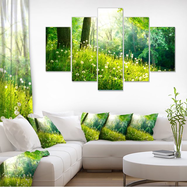 Beautiful Green Grass and Trees - Large Landscape Canvas Art Print