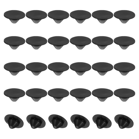 Unique Bargains 10mm Diameter Silicone Round Snap, 30 Pcs in Type Locking Plug Wide Edge Fit for 10-11mm Hole, Black