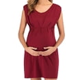 thumbnail image 4 of Dvkptbk Robe de Maternité d'Été Sans Manches pour Femmes, Débardeur de Grossesse, Vêtements pour Maman, Mode pour Dames, Couleur Unie Plissée, Coton, Col Rond, Robe de Maternité Sans Manches - Soldes d'Été Liquidation, 4 of 7