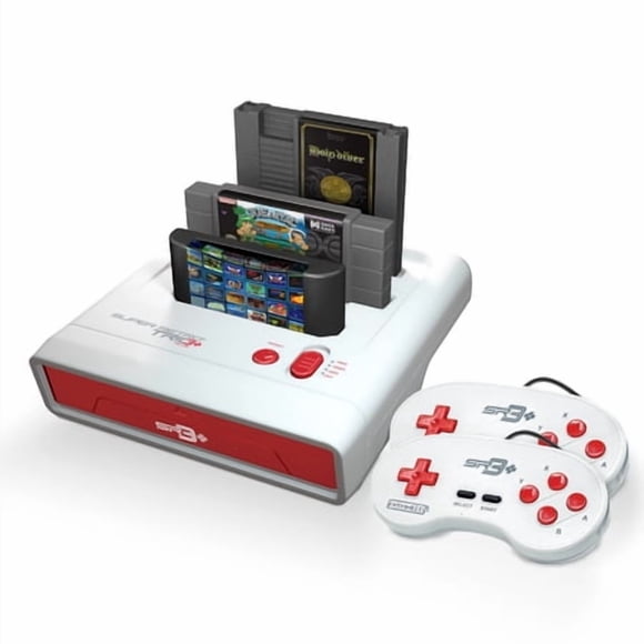 Retro-Bit Super Rétro Trio HD Plus 720P Console 3 en 1 - Port HDMI - pour Jeux Originaux NES/SNES, Super Nintendo et Sega Genesis - Rouge/blanc