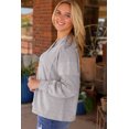 thumbnail image 4 of Women's Gray Waffle Patchwork Dolman Sleeve Henley Top, 4 of 5