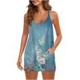 thumbnail image 1 of Robe d'Été Sans Manches pour Femmes Mini Robe Col en V Bretelles Spaghetti Robe Courte Athlétique avec Poches, 1 of 5