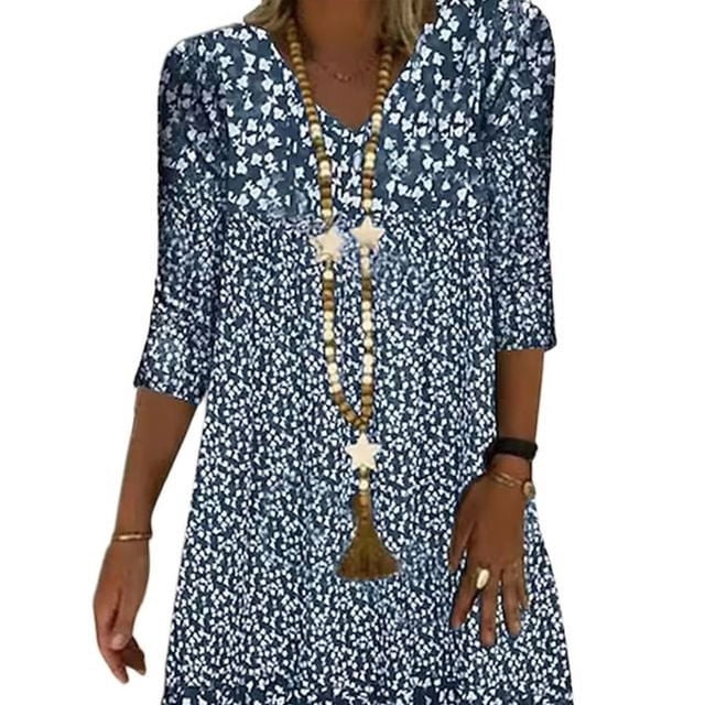 2024 Robe Tendance Grande Taille pour Femmes Été Imprimé Manches Courtes Ample Décontractée Robes Femme Élégante Mode Plage Vêtements pour Dames
