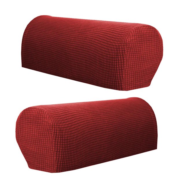 2pcs Washable Sofa Armrest Covers Settee Couch Arm Slipcover Protectors Burgundy Red