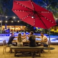 thumbnail image 3 of Gymax Parasol Solaire Déporté de 10 Pi 28 DEL Éclairé pour Patio Inclinaison Décalée 360° Vent Extérieur - Rouge, 3 of 9