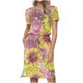 thumbnail image 2 of Fshaion Robe d'Été pour Femmes 2024 Grande Taille Décontractée Col Rond Bretelles Manches Courtes Imprimé Floral Robe Ample avec Poche Liquidation à Moins de 10!, 2 of 7