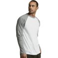 thumbnail image 3 of SLM T-Shirt Raglan de Baseball en Coton à Manches Longues pour Homme - Blanc/gris - 3TG, 3 of 4