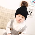 thumbnail image 4 of Bonnet Tricoté en Laine pour Bébé, Automne-Hiver, Doux et Chaud, avec Pompon, 4 of 9