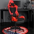 thumbnail image 3 of Costway Chaise de Jeu de Massage Inclinable de Course pour Bureau et Ordinateur avec Repose-Pieds Rouge, 3 of 10