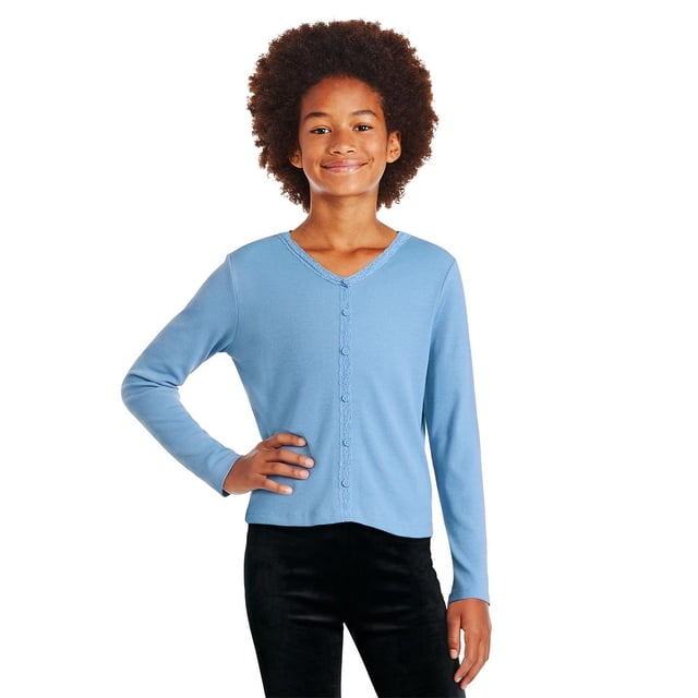 George Girls' Lace Trim Rib Top