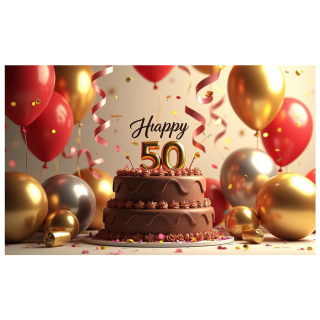 Fiftyth Birthday Celebration Backdrop Banner, Balloon Elements Party Decorations, for Birthday Party Photography Props Birthday Decoration Happy Birthday Party Supplies