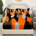 thumbnail image 3 of Erosebridal Orange Geometric Sheet Set Full, Abstract Stripes Bedding Sets Full Size, Minimalst Decor 4pcs, 3 of 7