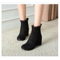 thumbnail image 4 of Bottes à Talon Compensé pour Femmes, Bottines Courtes à Hauteur Intérieure Augmentée, 4 of 6