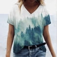 thumbnail image 1 of Fashion Woman V-Neck Printed Short Sleeve Printing Blouse T-Shirt Summer Tops, 1 of 4