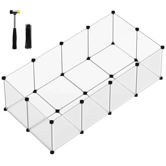 SONGMICS Parc pour Animaux avec Plancher, Enclos pour Petits Animaux, Clôture Intérieure pour Animaux, 56.3 x 28.7 x 18.1 Pouces, Blanc
