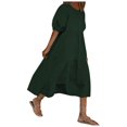 thumbnail image 1 of Robes Noires pour Femmes Mode Femmes Ample Couleur Unie Col Rond Manches Bouffantes Robe Décontractée Manches Courtes, 1 of 5