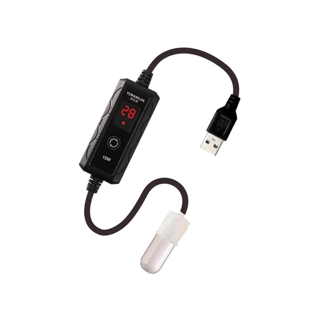 USB Small Fish Tank Heater Heater Small Aquarium Fish Heating Tool External Temperature Controller 15W