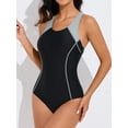 thumbnail image 4 of Charmo One Piece Athletic Racerback Swimsuit Women Slimming Bathing Suits Color Block Training Swimwear for Women, 4 of 6