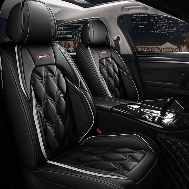 Maidao Car Seat Covers Leather Set for Mercedes-Benz for A35 2018-2024 5 Seats Compatible Airbag Waterproof Front Rear Cushion Protector with Pillow and Headrest Gray
