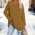thumbnail image 2 of Breezora Tunique à Col Rond Oversize pour Femmes, Manches Longues, Chemise Rayée, Blouse Douce à Coupe Ample, Tenue Décontractée Décontractée, Confort Quotidien 2026, Taille P, Jaune, 2 of 5