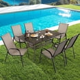 thumbnail image 2 of Costway Table à Manger d'Extérieur 59 Pouces Trou pour Parasol en Aluminium Coulé Toutes Saisons 6 Personnes Bronze, 2 of 10