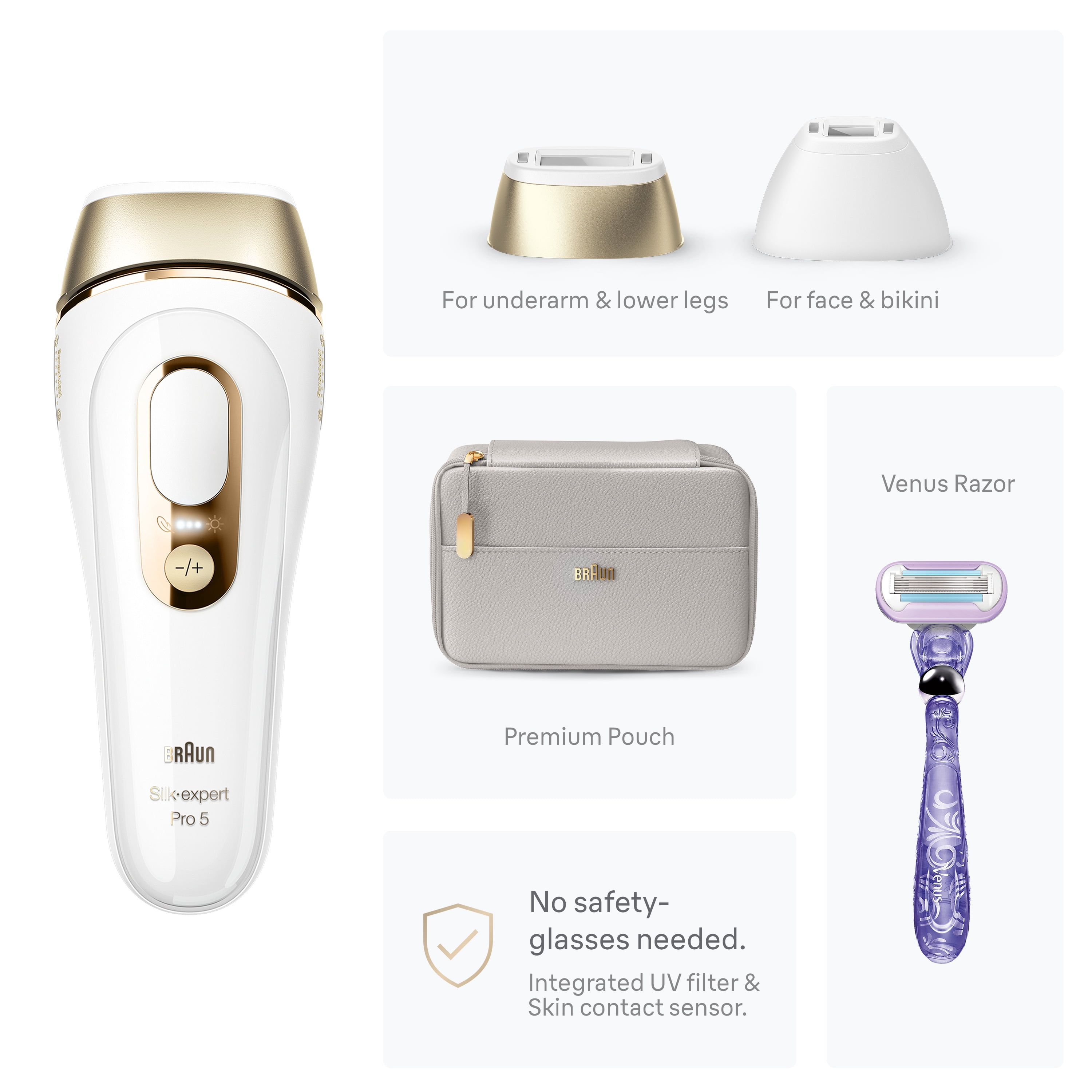 Braun Silk-Expert Pro 5 IPL PL5157 Épilation au Laser à Domicile pour Femmes et Hommes avec Étui de Qualité Supérieure, 2 Têtes, Rasoir Venus