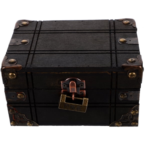 Shisuyan Wooden Treasure Chest with Vintage Design for Storage Use Multi Color 7x5x4 Inches
